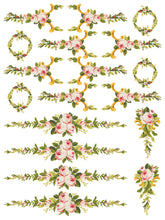 Load image into Gallery viewer, Petite Fleur Pink Paint Inlay™ by IOD (Pad of Four 12&quot;x16&quot; Sheets)
