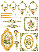 Load image into Gallery viewer, Petite Fleur Pink Paint Inlay™ by IOD (Pad of Four 12&quot;x16&quot; Sheets)
