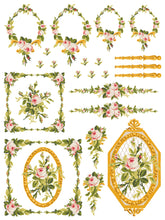 Load image into Gallery viewer, Petite Fleur Pink Paint Inlay™ by IOD (Pad of Four 12&quot;x16&quot; Sheets)
