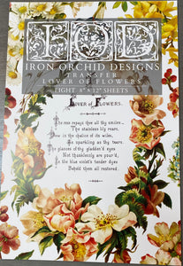 Lover of Flowers Decor Transfer™ by IOD (Pad of 8 - 8"x12" sheets) - Iron Orchid Designs