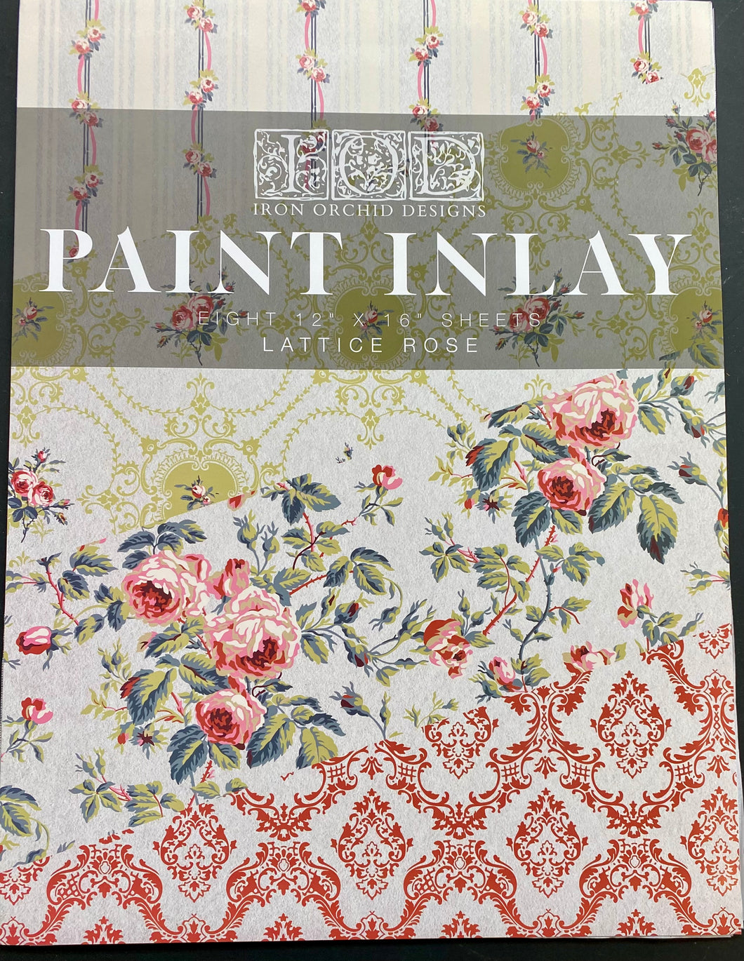 Lattice Rose Paint Inlay™ by IOD (Pad of Eight 12